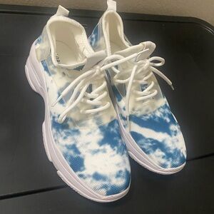 Forever 21  Blue and White Tie-Dye Lace-Up Sneakers
